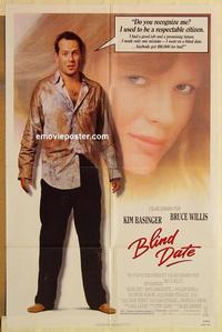 k132 BLIND DATE one-sheet movie poster '87 Kim Basinger, Bruce Willis