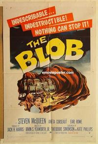 k133 BLOB one-sheet movie poster '58 early Steve McQueen sci-fi!