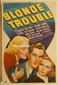 k134 BLONDE TROUBLE one-sheet movie poster '37 Eleanore Whitney, Downs