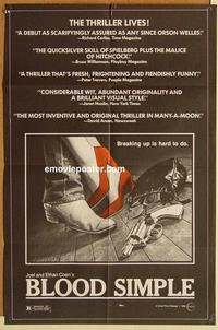 k137 BLOOD SIMPLE one-sheet movie poster '85 Coen Brothers film noir!