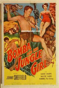 k146 BOMBA & THE JUNGLE GIRL one-sheet movie poster '53 Johnny Sheffield