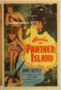 k147 BOMBA ON PANTHER ISLAND one-sheet movie poster '49 Johnny Sheffield