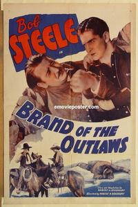 k156 BRAND OF THE OUTLAWS one-sheet movie poster R46 Bob Steele, western!