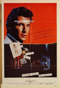 k160 BREATHLESS one-sheet movie poster '83 Richard Gere, Kaprisky