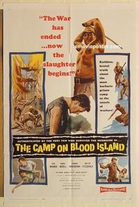 k179 CAMP ON BLOOD ISLAND one-sheet movie poster '58 barbaric scenes!