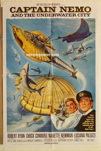 k185 CAPTAIN NEMO & THE UNDERWATER CITY one-sheet movie poster '70 Ryan
