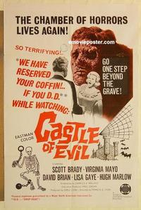 k190 CASTLE OF EVIL one-sheet movie poster '66 Virginia Mayo, horror!