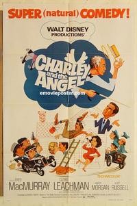 k201 CHARLEY & THE ANGEL one-sheet movie poster '73 Walt Disney, MacMurray