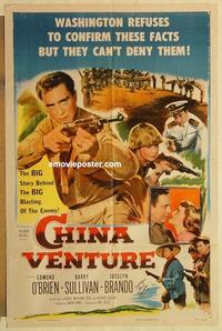 k205 CHINA VENTURE signed one-sheet movie poster '53 Alvy Moore