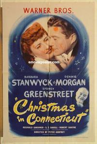 k208 CHRISTMAS IN CONNECTICUT one-sheet movie poster '45 Barbara Stanwyck