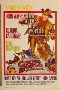 k209 CIRCUS WORLD one-sheet movie poster '65 John Wayne, Claudia Cardinale