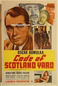 k219 CODE OF SCOTLAND YARD one-sheet movie poster '48 Homolka, Farr