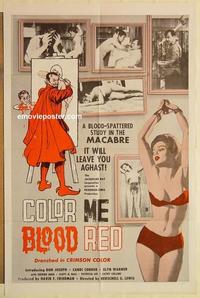 k221 COLOR ME BLOOD RED one-sheet movie poster '65 Herschell Gordon Lewis