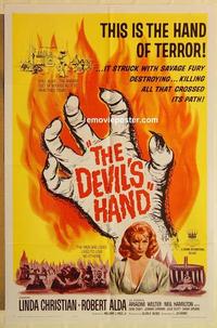 k276 DEVIL'S HAND one-sheet movie poster '61 wild voodoo horror!