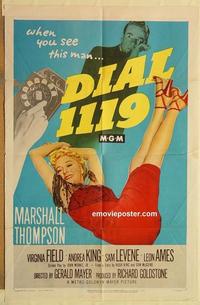 k278 DIAL 1119 one-sheet movie poster '50 noir, Marshall Thompson