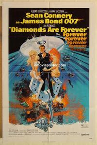 k280 DIAMONDS ARE FOREVER one-sheet movie poster '71 Connery as James Bond!