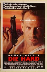 k281 DIE HARD advance one-sheet movie poster '88 Bruce Willis, Alan Rickman