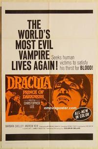 k299 DRACULA PRINCE OF DARKNESS one-sheet movie poster '66 Christopher Lee
