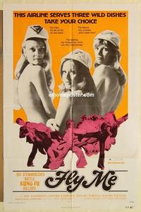 k359 FLY ME one-sheet movie poster '72 super sexy kung fu stewardesses!