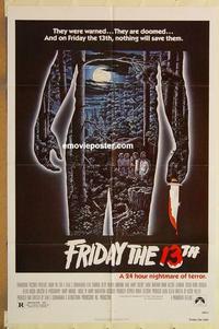 k373 FRIDAY THE 13TH one-sheet movie poster '80 horror classic!