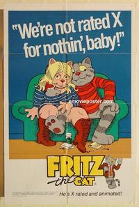 k378 FRITZ THE CAT one-sheet movie poster '72 Ralph Bakshi cartoon!