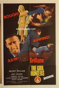 k399 GIRL HUNTERS one-sheet movie poster '63 Mickey Spillane pulp fiction!