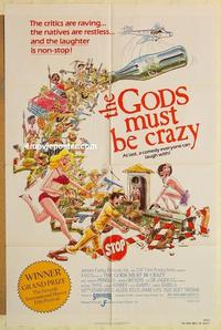 k408 GODS MUST BE CRAZY one-sheet movie poster '82 Jamie Uys comedy!