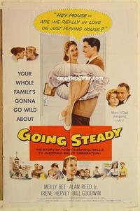 k410 GOING STEADY one-sheet movie poster '58 romance, teens in love!