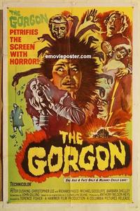 k421 GORGON one-sheet movie poster '64 Peter Cushing, Hammer horror!