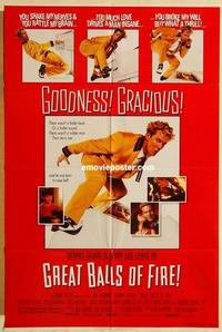 k425 GREAT BALLS OF FIRE one-sheet movie poster '89 Jerry Lee Lewis bio!