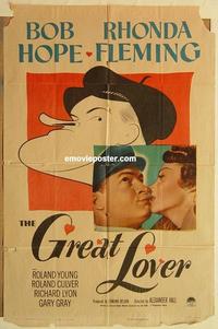 k427 GREAT LOVER one-sheet movie poster '49 Bob Hope, Rhonda Fleming