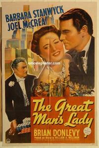 k429 GREAT MAN'S LADY one-sheet movie poster '41 Barbara Stanwyck, McCrea