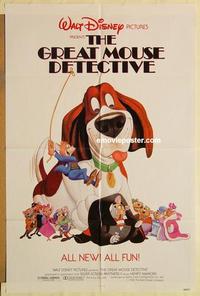 k430 GREAT MOUSE DETECTIVE one-sheet movie poster '86 Disney cartoon!