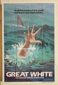 k433 GREAT WHITE teaser one-sheet movie poster '82 great shark image!