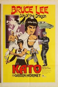 k435 GREEN HORNET Kato style one-sheet movie poster '74 Bruce Lee