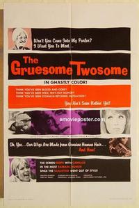 k439 GRUESOME TWOSOME one-sheet movie poster '67 Herschell Lewis, gore!
