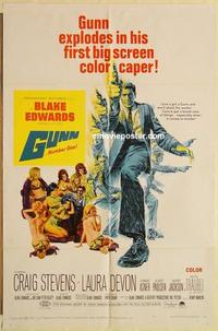 k440 GUNN one-sheet movie poster '67 Craig Stevens, Devon, Asner