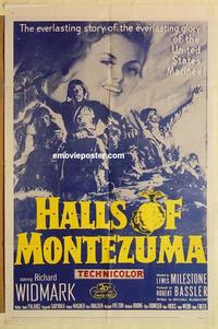k444 HALLS OF MONTEZUMA one-sheet movie poster R56 Richard Widmark