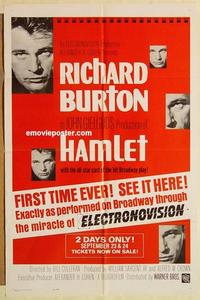 k445 HAMLET one-sheet movie poster '64 Richard Burton, Shakespeare