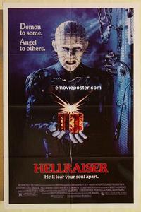 k454 HELLRAISER one-sheet movie poster '87 Clive Barker horror, Pinhead!