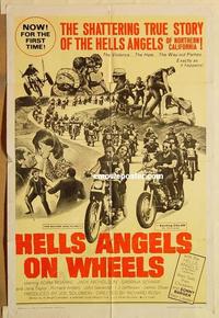 k455 HELLS ANGELS ON WHEELS one-sheet movie poster '67 biker gangs!
