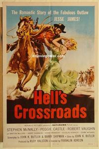 k457 HELL'S CROSSROADS one-sheet movie poster '57 Peggy Castle, Vaughn