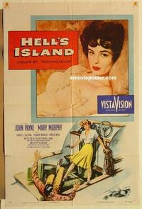 k458 HELL'S ISLAND one-sheet movie poster '55 sexy Mary Murphy!