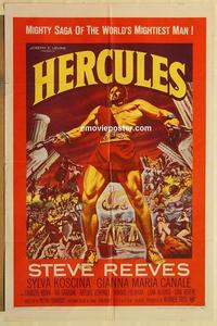 k460 HERCULES one-sheet movie poster '59 mightiest man Steve Reeves!