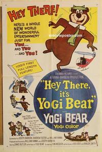 k461 HEY THERE IT'S YOGI BEAR one-sheet movie poster '64 Hanna-Barbera