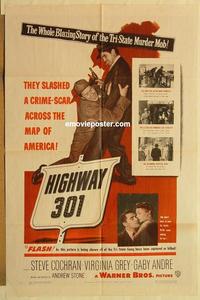 k464 HIGHWAY 301 one-sheet movie poster '51 Steve Cochran, Virginia Grey