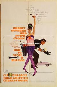 k481 HOW TO STEAL A MILLION one-sheet movie poster '66 Audrey Hepburn