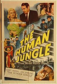 k485 HUMAN JUNGLE one-sheet movie poster '54 Merrill, Sterling