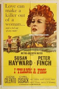 k499 I THANK A FOOL one-sheet movie poster '62 Susan Hayward, Peter Finch