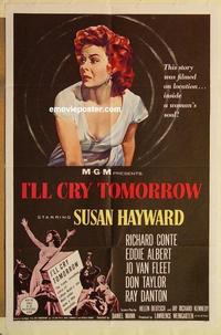 k503 I'LL CRY TOMORROW one-sheet movie poster '55 Susan Hayward, Conte